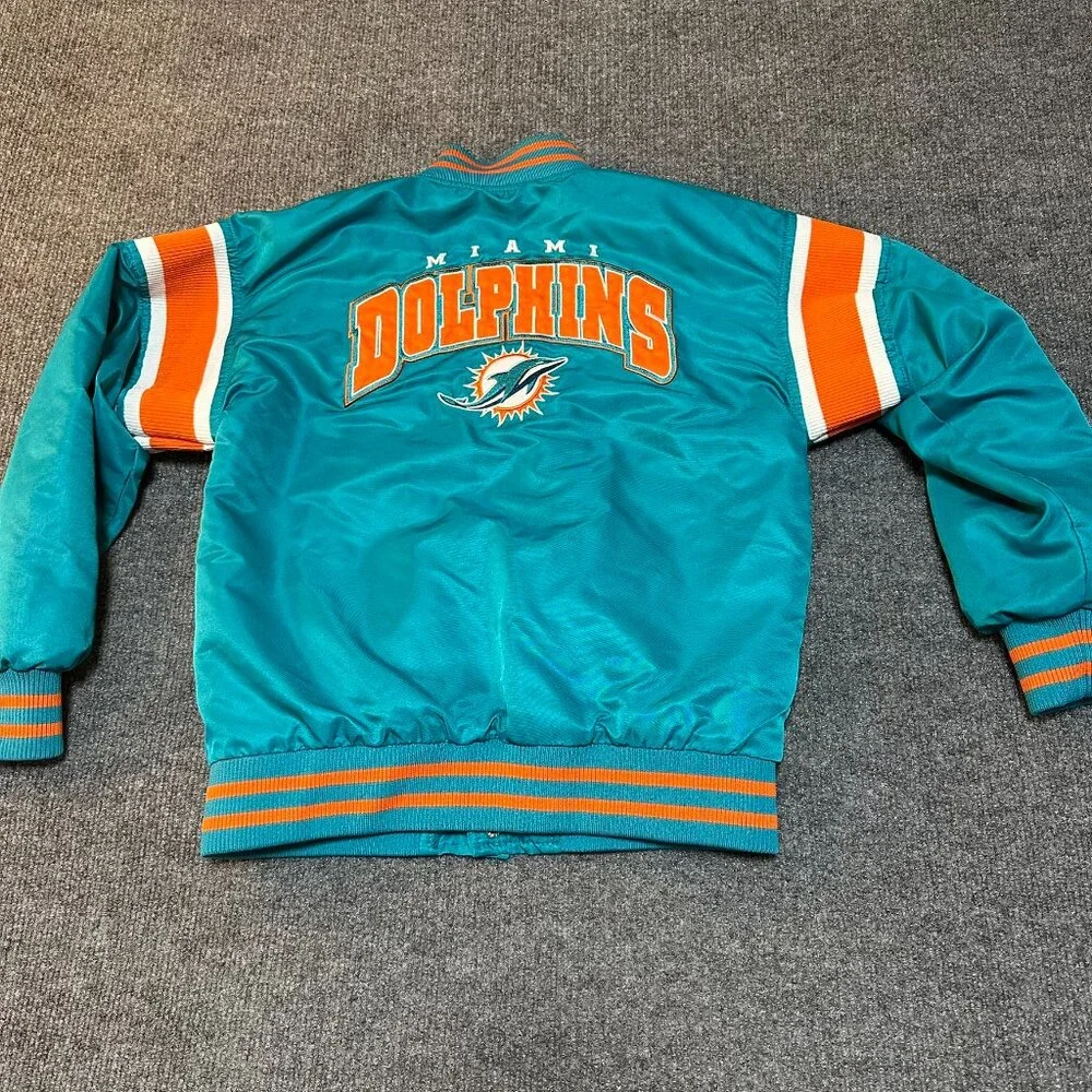 Miami Dolphins NFL Football Youth 10-12 Jacket Longsleeve Snap Aqua Orange